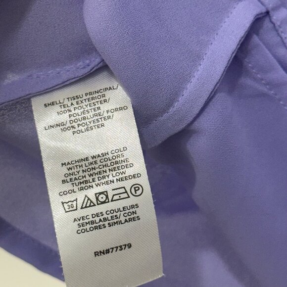Ann Taylor Women Lavender Button-Front Blouse With Puff Sleeves Size L Polyester - Picture 4 of 12